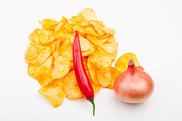 Острые чипсы с чили и цибулей