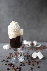  Iced coffee with whipped cream, marshmallow and coffee beans