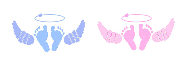 Twin baby. Baby girl, boy. Angel's wings background