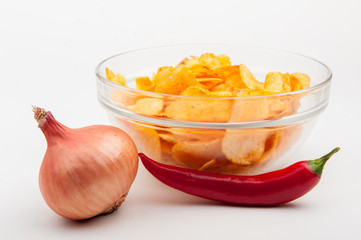 Чипсы в тарелке