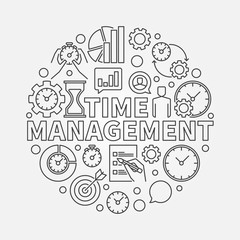 Time management line round illustration