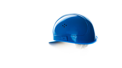 blue safety helmet isolated on white background. engineering con