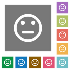 Neutral emoticon square flat icons