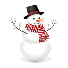 snowman in a top hat and red scarf.