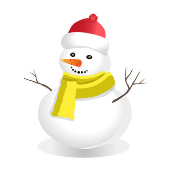 snowman in a top hat and scarf.