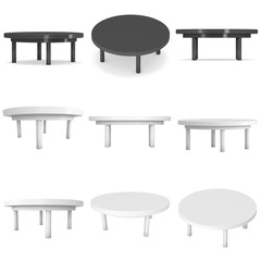 Round Table Set. 3D render isolated on white. Platform or Stand Illustration. Template for Object Presentation.