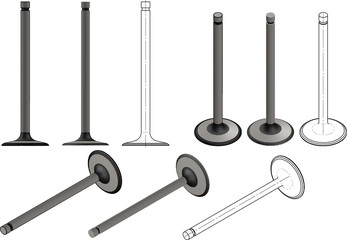 3d illustration of camshafts and engine valves