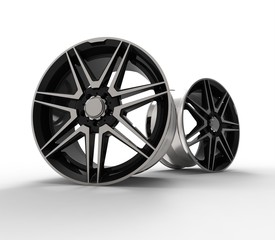Obraz premium 3d illustration of car rims and tires