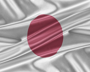 Japan flag with a glossy silk texture.