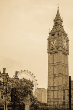 Big Ben London picture. Old time style image of Big Ben in London