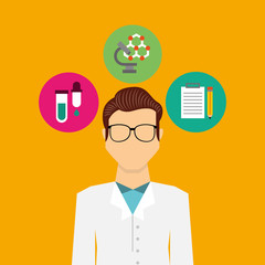 scientific laboratory flat line icons vector illustration design