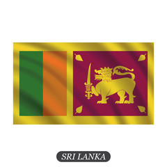 Waving Sri Lanka flag on a white background. Vector illustration
