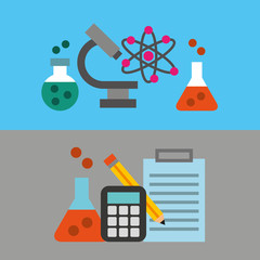scientific laboratory flat line icons vector illustration design