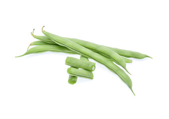 Green beans isolated on white background.