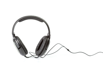 black headphones isolated on white