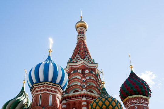 Colourful onion domes on St Basil's cathedral, Moscow, Russia