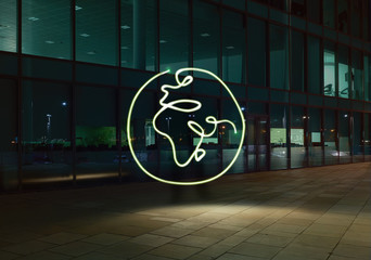 Illuminated planet earth symbol