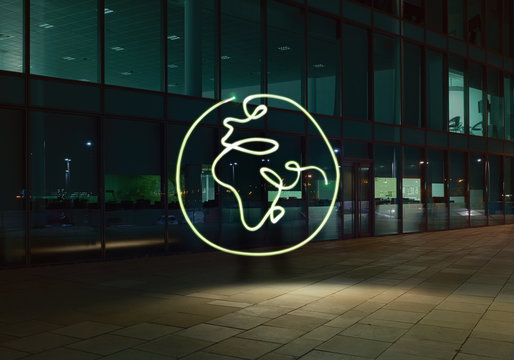 Illuminated planet earth symbol