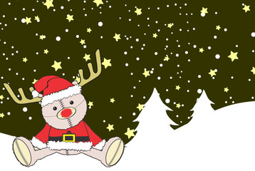 cute litle pig plush santa claus costume xmas background in vector format