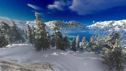 aerial view of a north american forest at fall 3d rendering