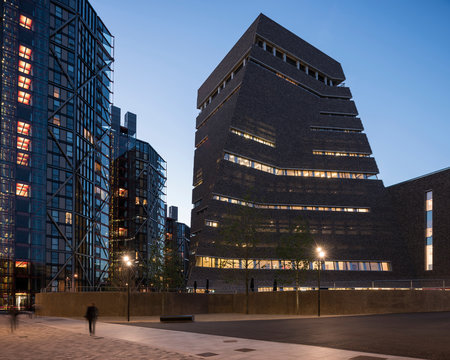 Dusk View Of Switch House Exterior, Tate Modern, London, UK