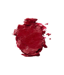 Fototapeta premium Smudged red color lipstick on background