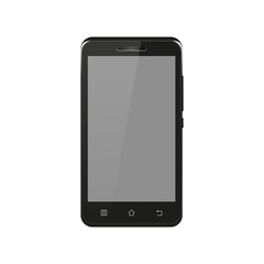 Black smartphone isolated on white, vector illustration
