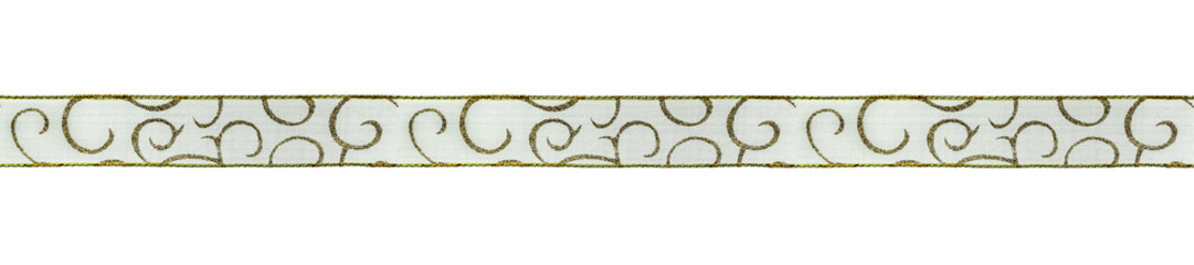 Green ribbon for a festive decor, isolated on a white background