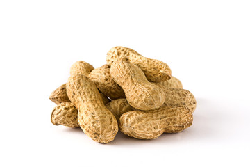 Dried peanuts isolated on white background
