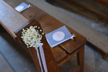 Naklejka na ściany i meble Christian wedding flower and decoration in the church.