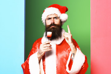serious bearded santa claus man