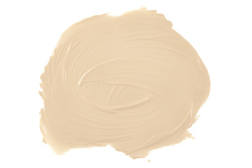 Round face make-up liquid foundation sample on a white background