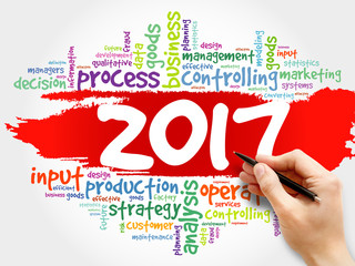 2017 goals plan, project word cloud, business concept background