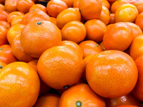Orange Tangerines In Fruit Market