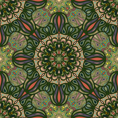 Ornate floral seamless texture, endless pattern with vintage mandala elements.