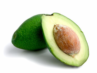 ripe avocado on white isolated background