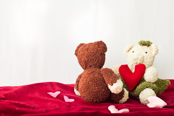 Couple Bears and love heart on Valentines Day.