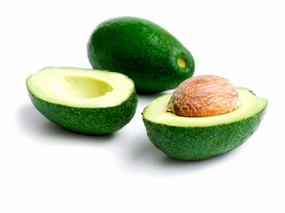 ripe avocado on white isolated background