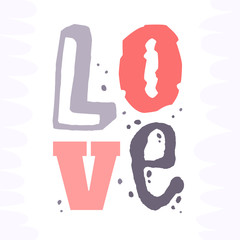 Valentines day hand drawn greeting card. Isolated vector illustration