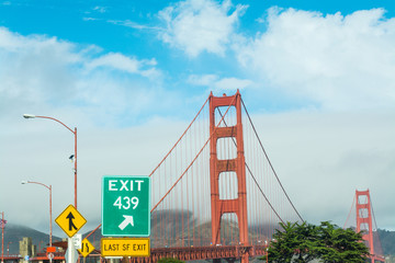 Exit sign by Golden Gate bridge