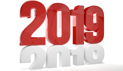 2019 red isolated over old 2018 3d render