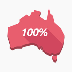 Isolated Australia map with    the text 100%