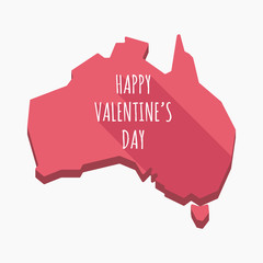 Isolated Australia map with    the text HAPPY VALENTINES DAY