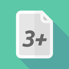 Long shadow document with    the text 3+