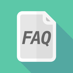 Long shadow document with    the text FAQ