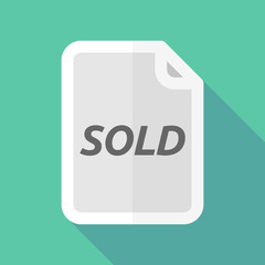 Long shadow document with    the text SOLD