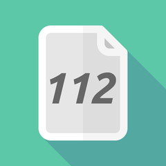 Long shadow document with    the text 112