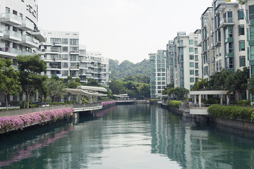 Singapore cityscape with river