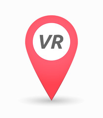 Isolated map mark with    the virtual reality acronym VR