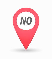 Isolated map mark with    the text NO